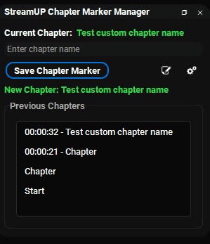 The panel: the chapter you are in, and everything marked so far.