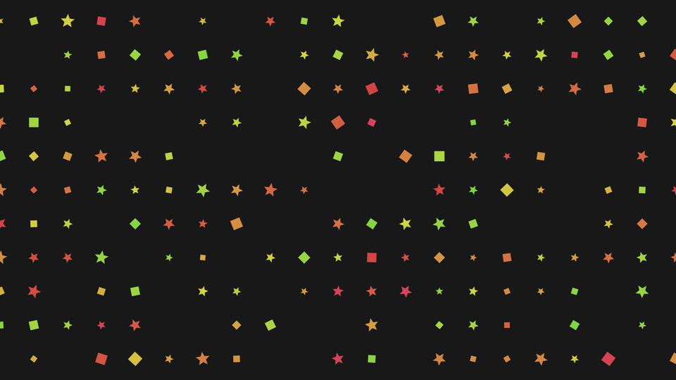 The same grid with visibility, size, rotation and hue variation turned up.