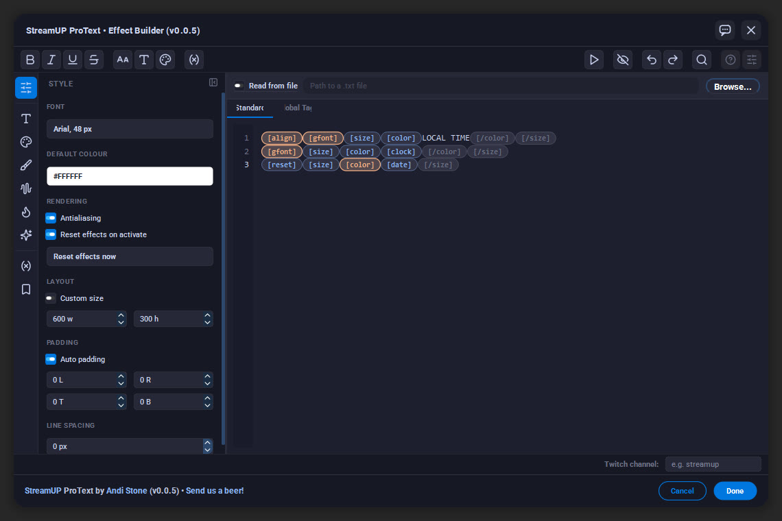 Write your text, and every tag becomes a chip you can see at a glance.