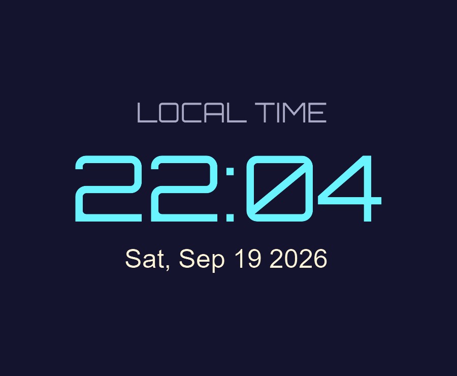 A live clock and today's date, in a font to match your stream.